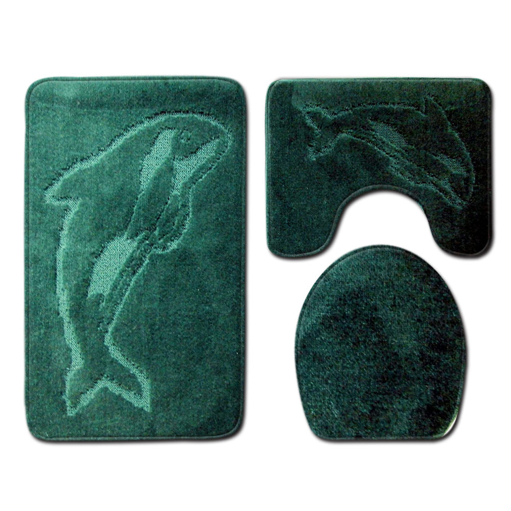 Dolphin Bathroom Three Piece Floor Textured Carpet Door Mat