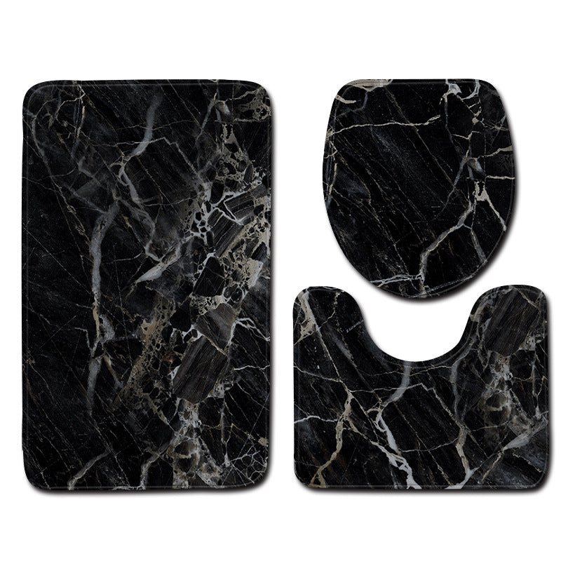 Marble Toilet Three-Piece Floor Mat Door Mat Bathroom Carpet