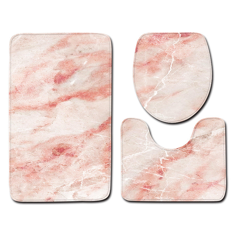 Marble Toilet Three-Piece Floor Mat Door Mat Bathroom Carpet