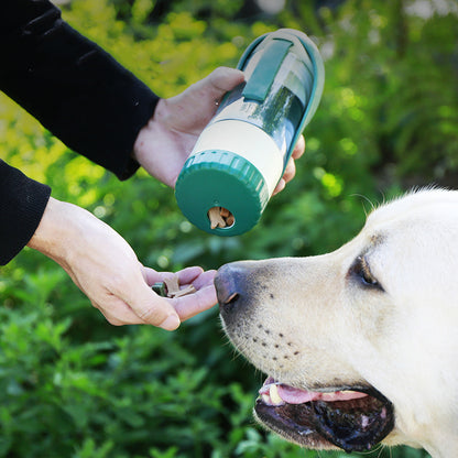 Multifunction 2 In 1 Pet Dog Water Bottle Foldable Portable Puppy Food Bowl Drinking Dispenser