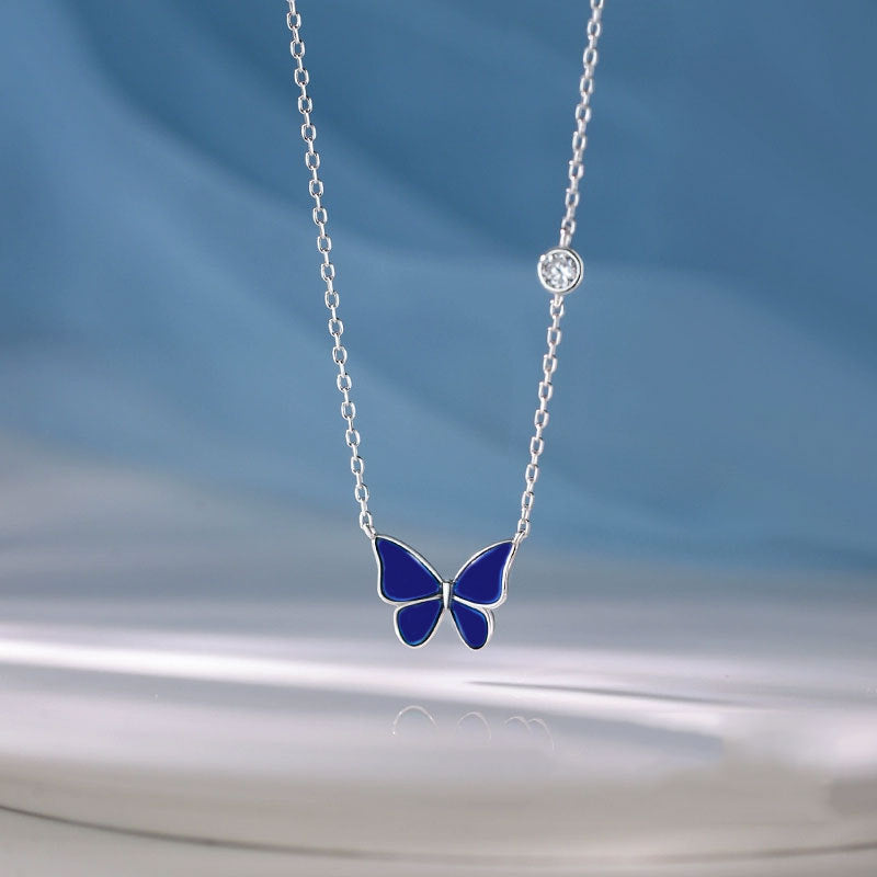 S925 Sliver Color-changed Butterfly Necklace Fashion Novelty Jewelry