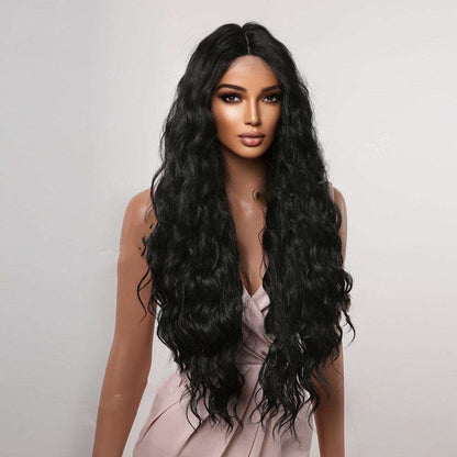 Domestic Silk High Temperature Silk Wig Woman With Long Curly Hair In The Middle