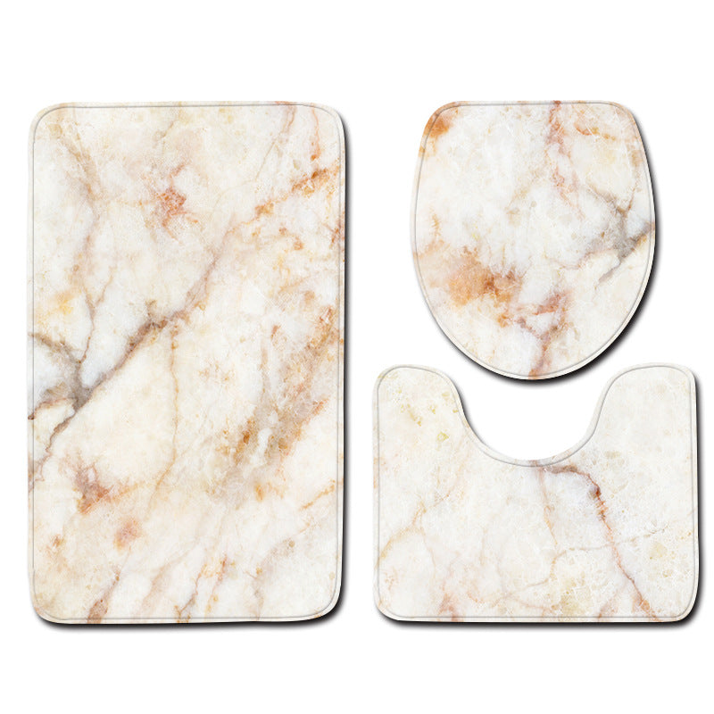 Marble Toilet Three-Piece Floor Mat Door Mat Bathroom Carpet