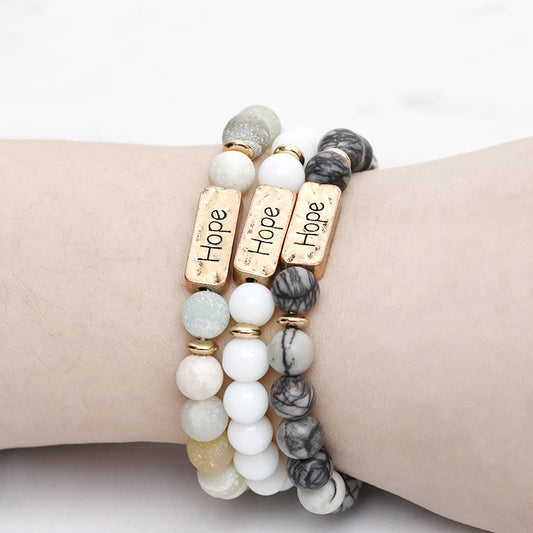 Natural Stone Engraved Hope Bracelet