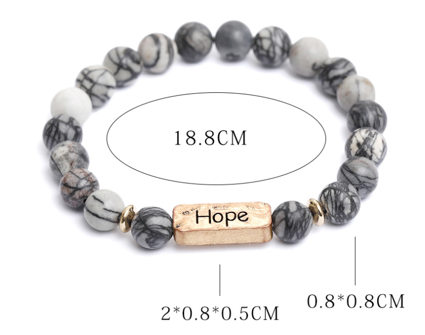 Natural Stone Engraved Hope Bracelet