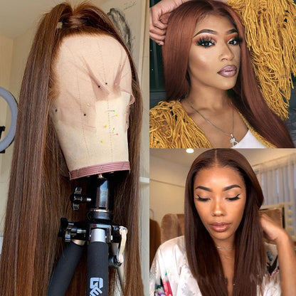 Star Fashion Brown Colour Human Hair Wigs. 150% Density.