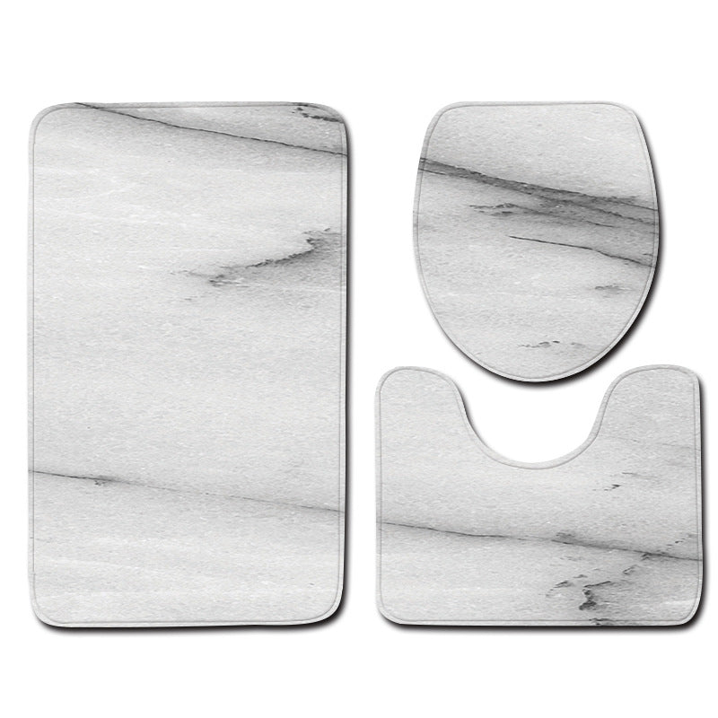 Marble Toilet Three-Piece Floor Mat Door Mat Bathroom Carpet