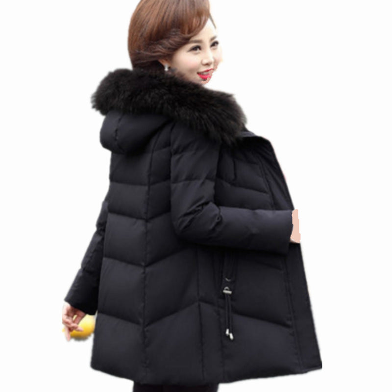 Women's Slim Down Cotton Padded Jacket Medium Length