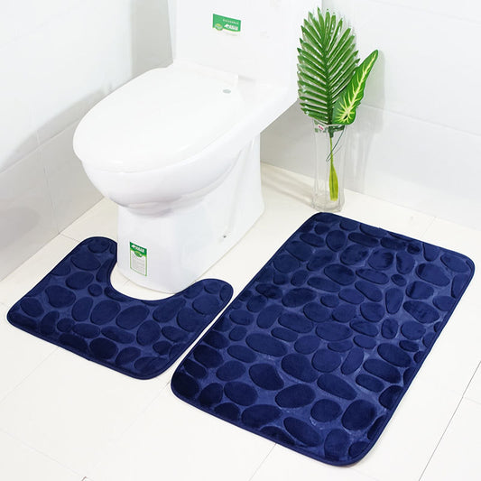 Bathroom Anti-slip Mat European And American Pebble Stone Carpet Toilet Floor Mat Set Bathroom