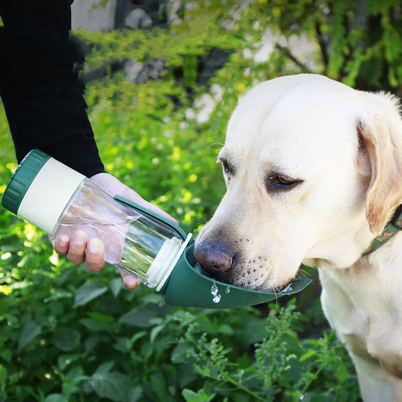 Multifunction 2 In 1 Pet Dog Water Bottle Foldable Portable Puppy Food Bowl Drinking Dispenser