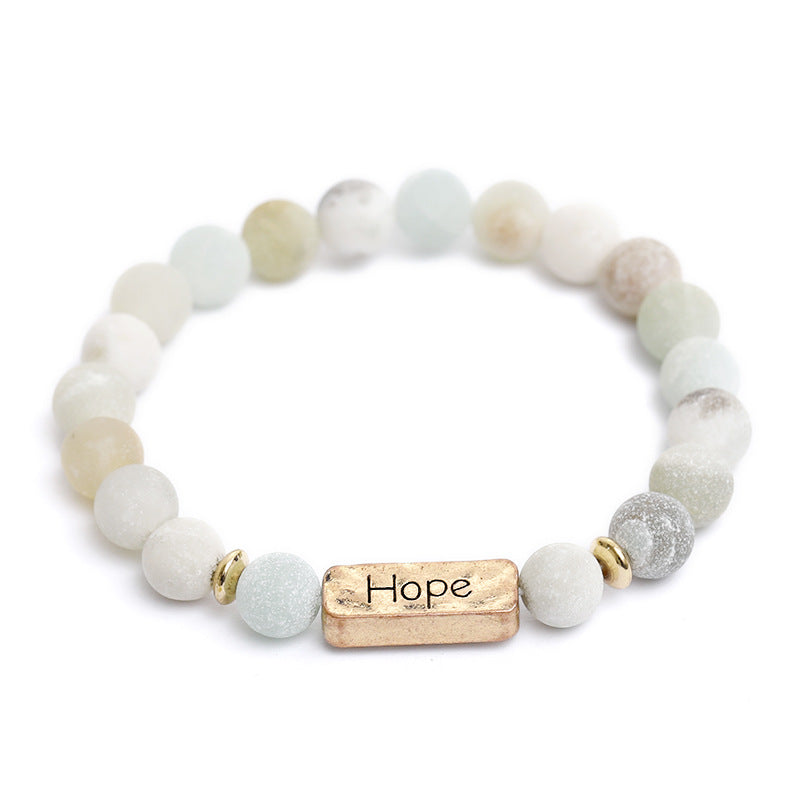 Natural Stone Engraved Hope Bracelet