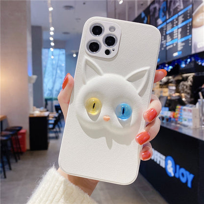 Three-dimensional Cartoon Cat Phone Case With 3D Eyes