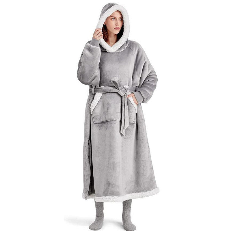 Winter Hoodie Blanket With Button Design Warm Home Clothes Women Men Oversised Pullover