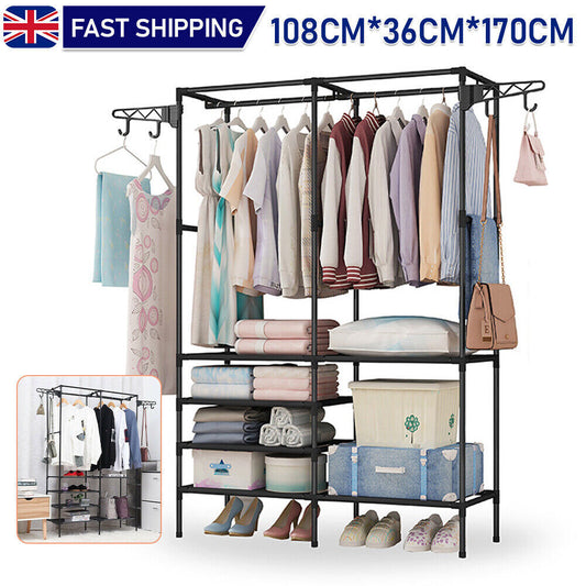 Heavy Duty Metal Clothes Rail Storage Garment Shelf Hanging Display Stand Rack