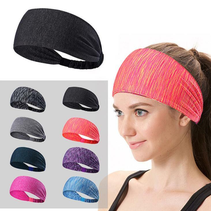 Men Women Sweat Sweatband Headband Yoga Gym Running Stretch Sports Head Band Random Color