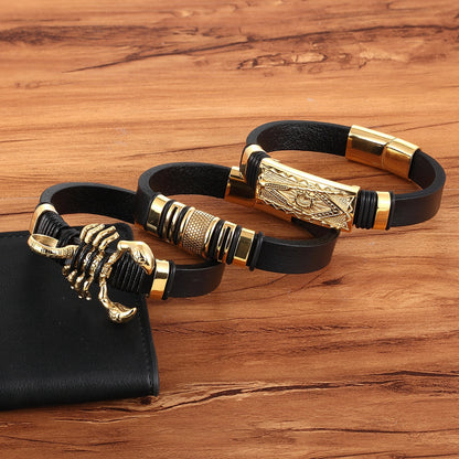 Scorpion Bracelet Leather Woven Bracelet Men