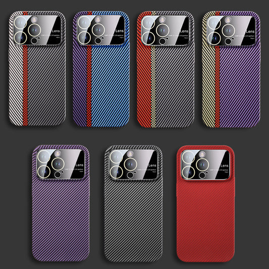 Magnetic Carbon Fiber Large Window Frosted Phone Case