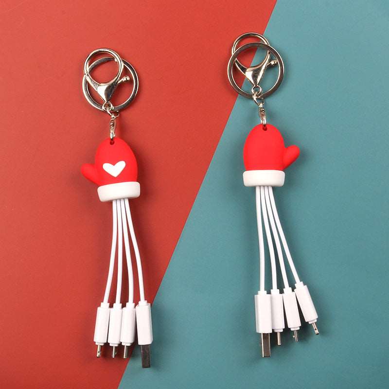 Creative Cartoon Multi Function Portable Christmas Data Cable