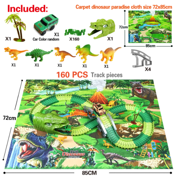 Carpet Dinosaur Paradise: 160 or 240 Track Pieces Included.