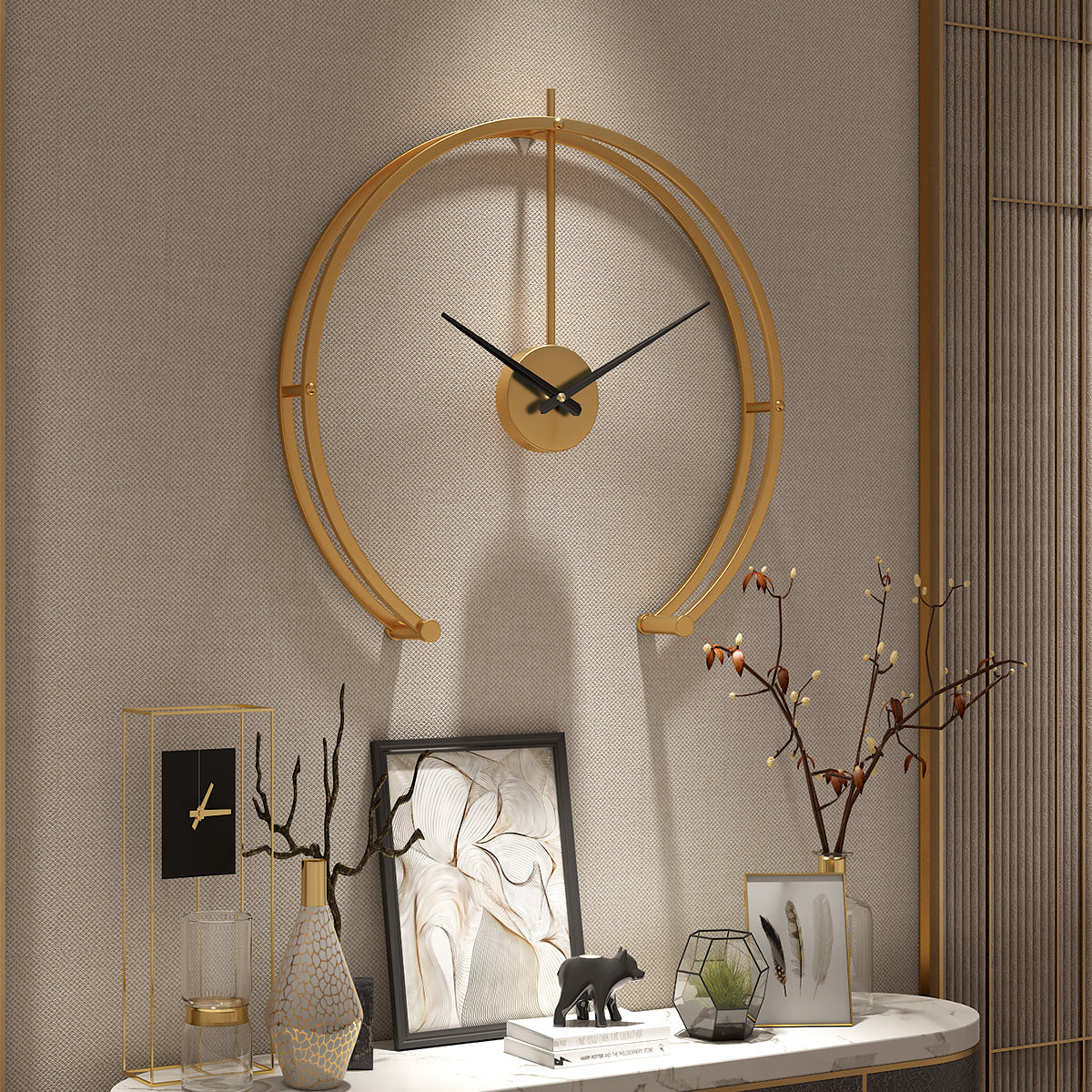 Modern Minimalist Metal Wall Clock: Sleek and Silent Timepiece for Living Room and Bedroom