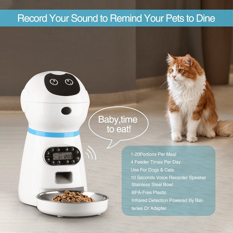 Smart Stainless Steel Pet Feeder: Automatic and Convenient Pet Feeding Solution.