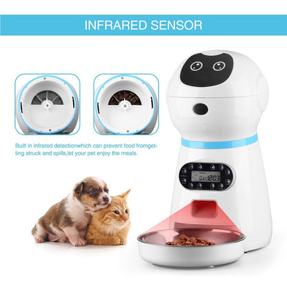 Smart Stainless Steel Pet Feeder: Automatic and Convenient Pet Feeding Solution.