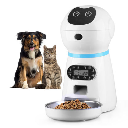 Smart Stainless Steel Pet Feeder: Automatic and Convenient Pet Feeding Solution.