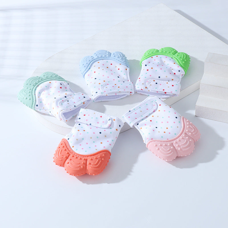 Baby Teether Glove: Colourful Silicone Teeth Molar Toy.