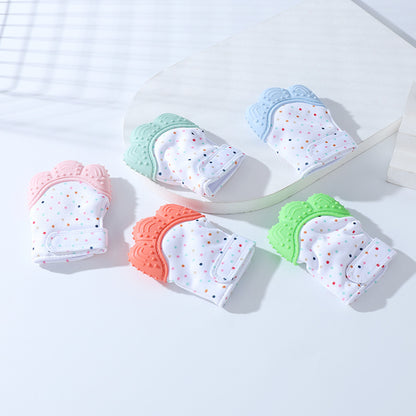 Baby Teether Glove: Colourful Silicone Teeth Molar Toy.