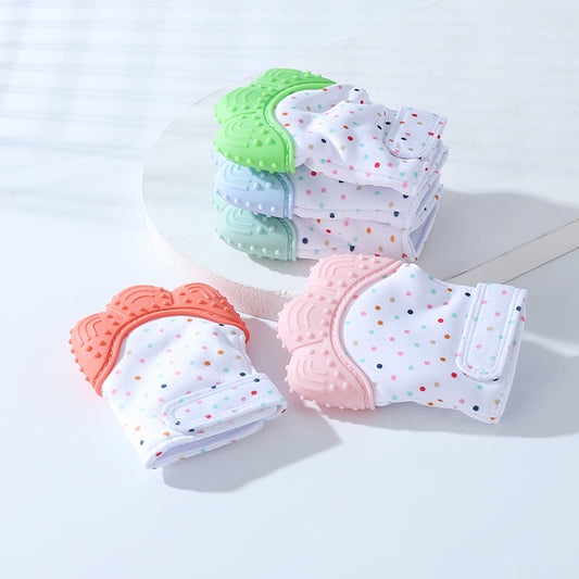 Baby Teether Glove: Colourful Silicone Teeth Molar Toy.