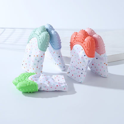 Baby Teether Glove: Colourful Silicone Teeth Molar Toy.