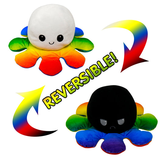 Expressive Flipped Octopus Doll: Multi-Colour Double-Sided Plush Toy - Now In Stock.