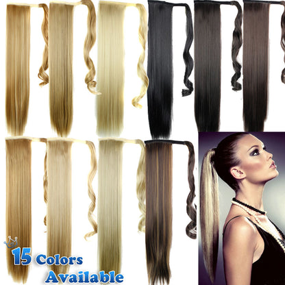 SNOILITE: 23-Inch Long Straight Ponytail Clip-in Hair Extensions - Elevate Your Style with Instant Length and Glamour