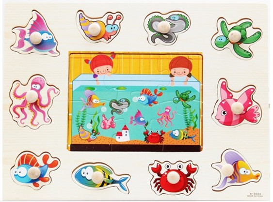 Animal Digital Letter Hand Grab Board Jigsaw Puzzle: Intellectual Wooden Toy for 1-3-4 Year Olds.