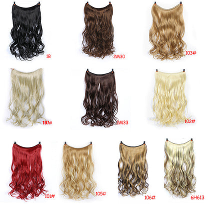 Synthetic seamless wig piece fashion new straight hair curly hair high temperature silk fish line hair extension piece