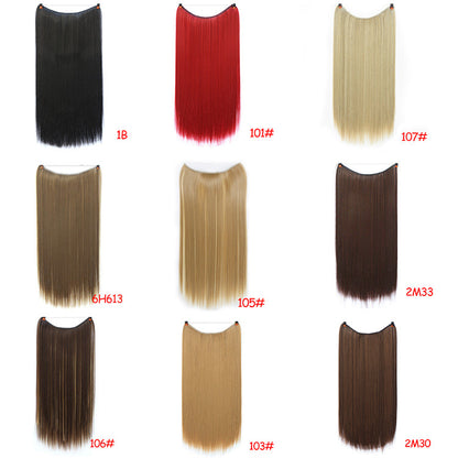 Synthetic seamless wig piece fashion new straight hair curly hair high temperature silk fish line hair extension piece