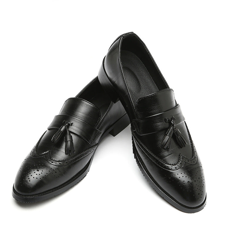 Men's Leather Dress Shoes with Tassel Brogue Design