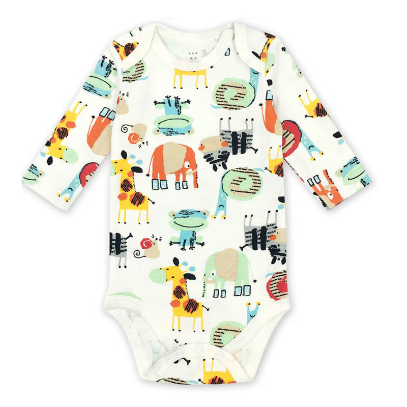 Newborn Baby Romper: Adorable Cartoon Print, 100% Cotton, Long Sleeve for Autumn - Suitable for Boys and Girls from 0 to 24 Months.