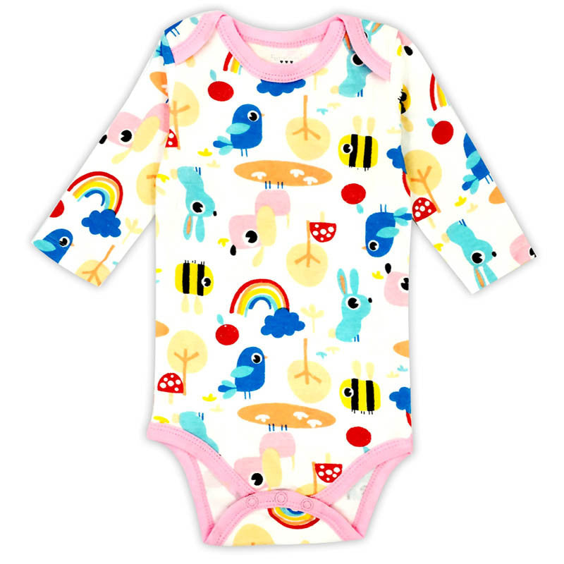 Newborn Baby Romper: Adorable Cartoon Print, 100% Cotton, Long Sleeve for Autumn - Suitable for Boys and Girls from 0 to 24 Months.