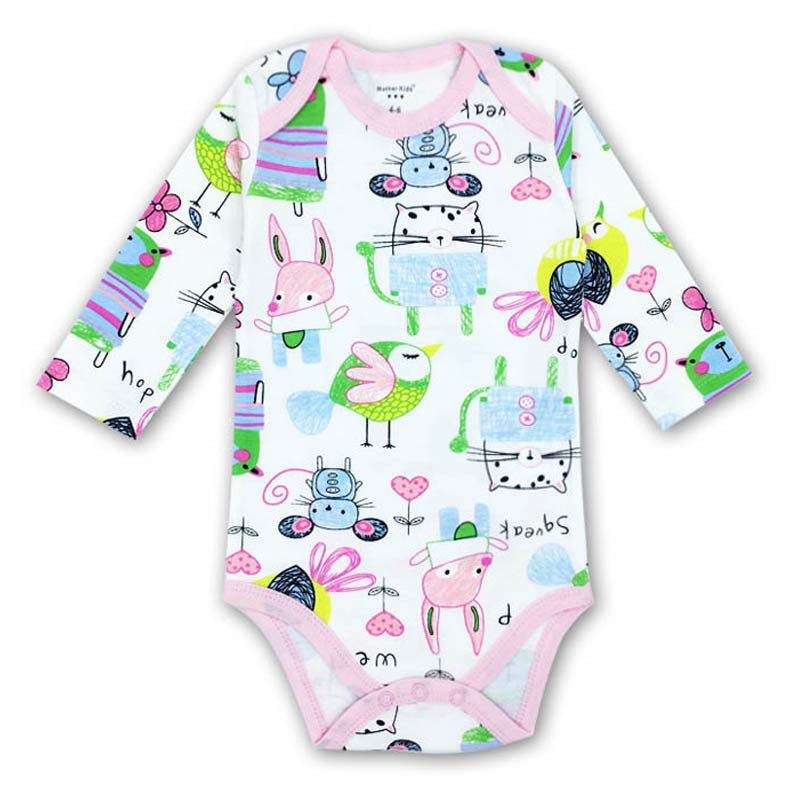 Newborn Baby Romper: Adorable Cartoon Print, 100% Cotton, Long Sleeve for Autumn - Suitable for Boys and Girls from 0 to 24 Months.