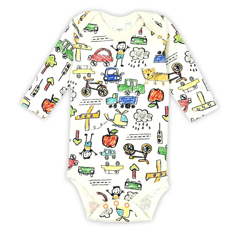 Newborn Baby Romper: Adorable Cartoon Print, 100% Cotton, Long Sleeve for Autumn - Suitable for Boys and Girls from 0 to 24 Months.