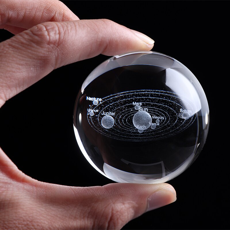 6CM Laser Engraved 3D Solar System Ball: Miniature Planets Model Globe.