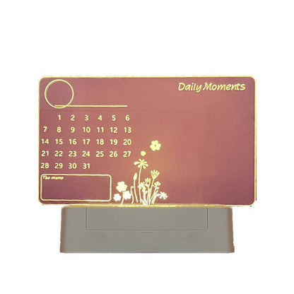 Versatile Acrylic Calendar and Erasable Writing Board: Illuminate Your Workspace with a Luminous Night Light Notepad.