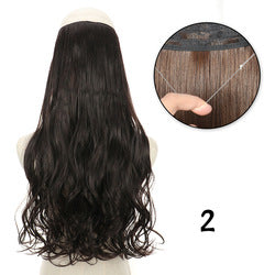 Invisible fishing line hair extension piece straight hair big wave wig piece hair extensions