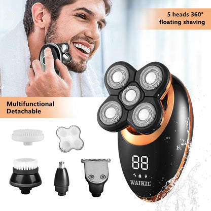 Ultimate Grooming Companion: Waterproof 5-in-1 Smart Razor with Seven-Blade Electric Shaver and Multi-Functional Haircut Set for Men