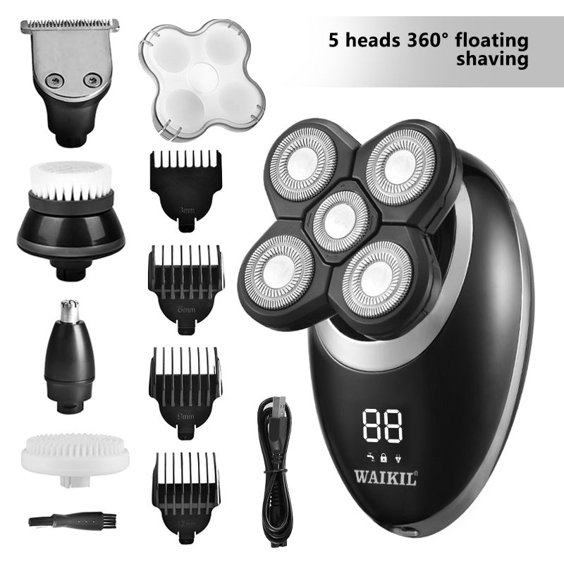 Ultimate Grooming Companion: Waterproof 5-in-1 Smart Razor with Seven-Blade Electric Shaver and Multi-Functional Haircut Set for Men