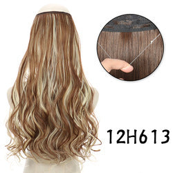 Invisible fishing line hair extension piece straight hair big wave wig piece hair extensions