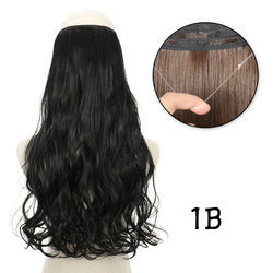 Invisible fishing line hair extension piece straight hair big wave wig piece hair extensions