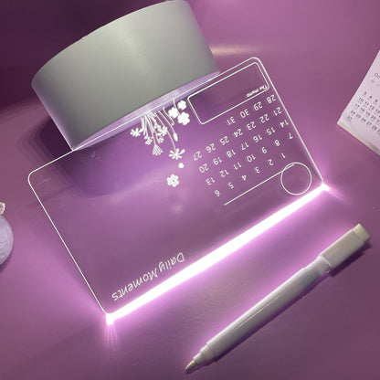 Versatile Acrylic Calendar and Erasable Writing Board: Illuminate Your Workspace with a Luminous Night Light Notepad.