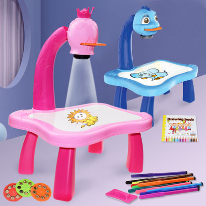 Enchanting Artistry: Children's Intelligent Projection Painting Toy - A Multi-Functional Writing and Drawing Board with Light and Music